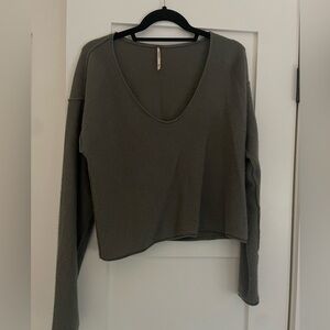 Free People Cashmere Scoop Neck Sweater Green